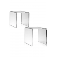 2 ADET Şeffaf Pleksi Yükseltici Sergileme Standı 8x8 Cm Banyo Mutfak Düzenleyici, Baharat Standı
