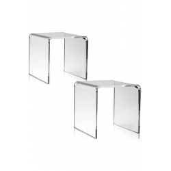 2 ADET Şeffaf Pleksi Yükseltici Sergileme Standı 8x8 Cm Banyo Mutfak Düzenleyici, Baharat Standı
