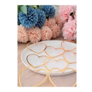 Gold Çerçeveli Boş Pleksi Kalp Söz Nişan, Nikah, Kına Hediyeliği, 7 cm (25 Adet)