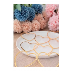 Gold Çerçeveli Boş Pleksi Kalp Söz Nişan, Nikah, Kına Hediyeliği, 7 cm (25 Adet)