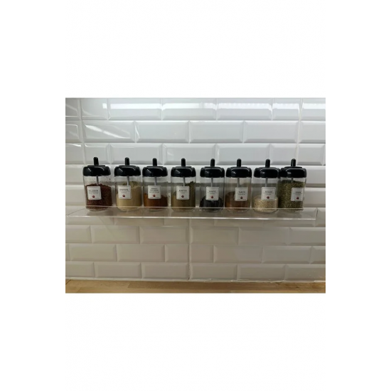 30x7 Cm Şeffaf Pleksi Mutfak Banyo Dekoratif Raf 3 mm vida ve dübelli