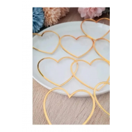 Gold Çerçeveli Boş Pleksi Kalp Söz Nişan, Nikah, Kına Hediyeliği, 7 cm (25 Adet)