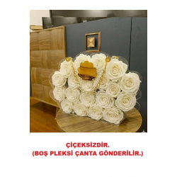(23*35) Gold Zincirli Pleksi Çanta-Çiçek Çantası-Kız İsteme-Nişan-Düğün
