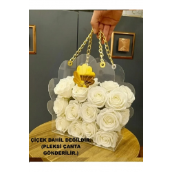 (23*25) Gold Zincirli Pleksi Çanta-Çiçek Çantası-Kız İsteme-Nişan-Düğün