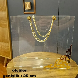 (23*25) Gold Zincirli Pleksi Çanta-Çiçek Çantası-Kız İsteme-Nişan-Düğün