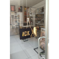 Ahşap Ayna Pleksi Açık Kapalı Kuaför Terzi Yönlendirme Tabelası Mağaza Kapı Yönlendirme