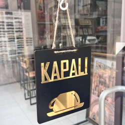 Ahşap Açık Kapalı Yazılı Tabela Levha Ayna Pleksi Kabartma Kafe Mağaza Kapı Yönlendirme
