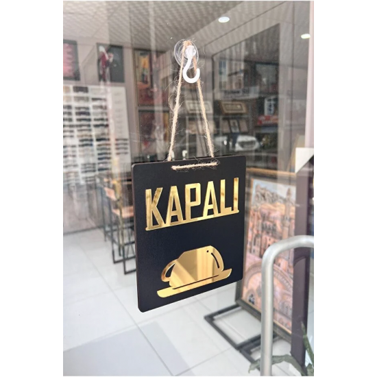 Ahşap Açık Kapalı Yazılı Tabela Levha Ayna Pleksi Kabartma Kafe Mağaza Kapı Yönlendirme