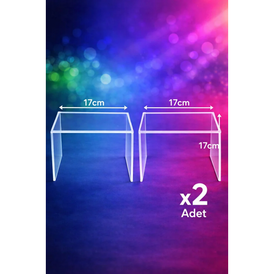 Şeffaf Pleksi Yükseltici Standı 17x17 cm, 2'li Set, Gösterişli Sergileme Çözümü