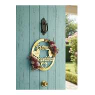 GOLD KALPLİ VE ÇİÇEKLİ KAPI SÜSÜ (25*25 cm)