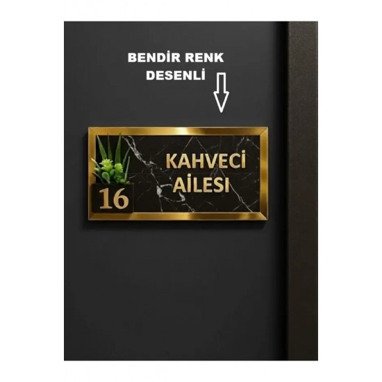 KİŞİYE ÖZEL LÜKS GOLD ÇİÇEKLİ KAPI NUMARASI 10*20CM