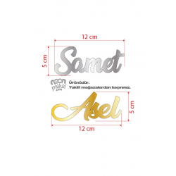 GOLD  AYNALI PLEKSİ  YAPIŞKANLI İSİMLİK(12*5 cm)