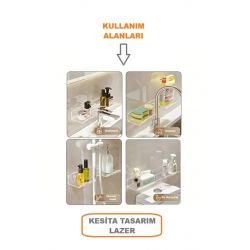 PLEKSİ LAVABO ARKASI DÜZENLEYİCİ  RAF (10*40cm)