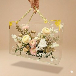 Gold Zincir Detaylı Şeffaf Pleksi  Çanta 