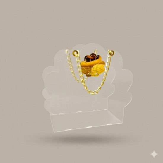 Gold Zincir Detaylı Bulut Şeffaf Pleksi  Çanta 