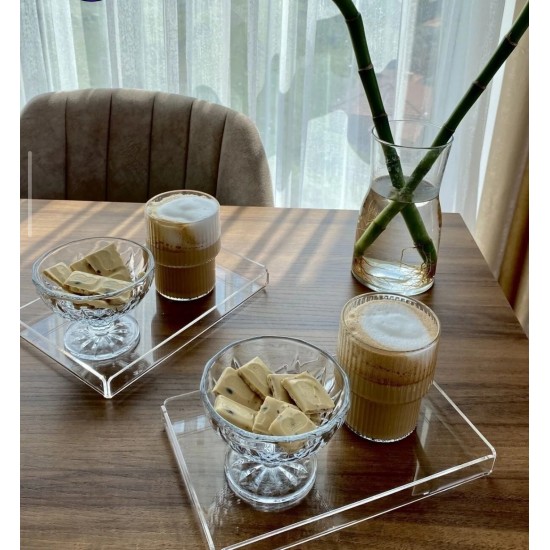 2 ADET PLEKSİ TEK KİŞİLİK SUNUM TEPSİSİ (14*22 CM)