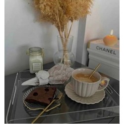 KARE ÇAY KAHVE SÖZ NİŞAN SUNUMLUK PLEKSİ TEPSİ (25*25 CM)