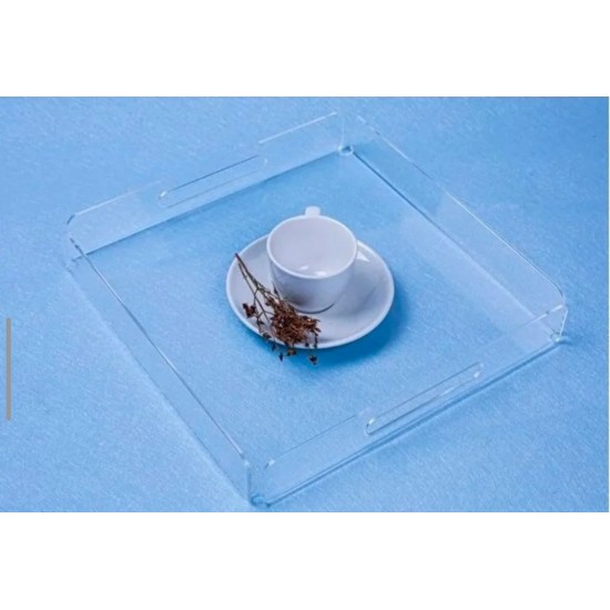 KARE ÇAY KAHVE SÖZ NİŞAN SUNUMLUK PLEKSİ TEPSİ (25*25 CM)