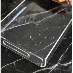 ŞEFFAF PLEKSİ ÇAY KAHVE NİŞAN SÖZ SUNUM TEPSİSİ 30*20 CM
