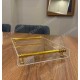 GOLD METAL KULPLU ŞEFFAF PLEKSİ SUNUM NİŞAN TEPSİSİ (20*30 CM)